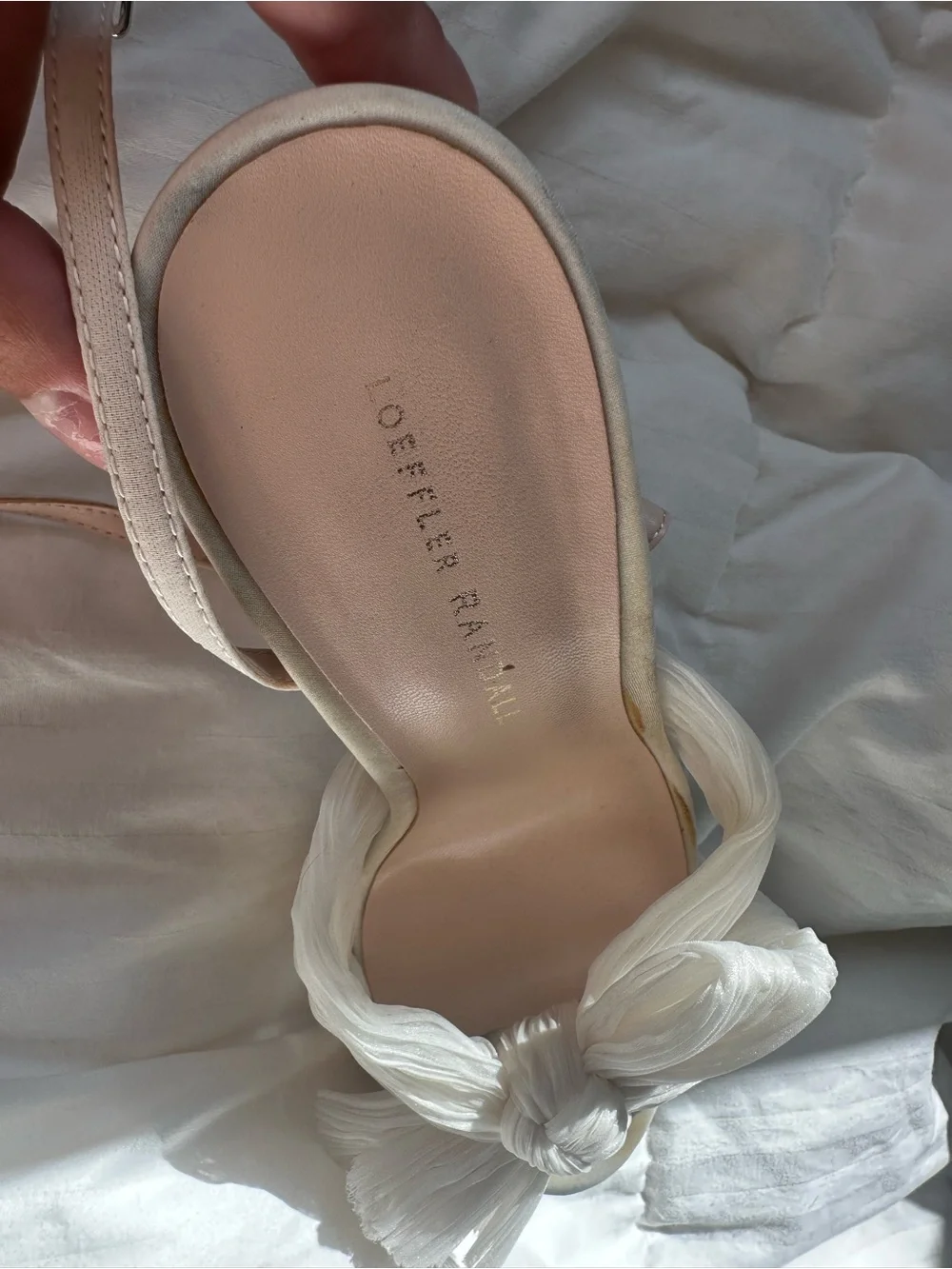 Loeffler Randall Natalia Pearl Platform Bow Heel Sandals Ivory Bridal Wedding